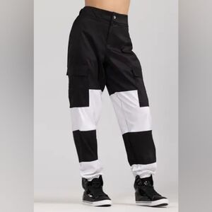 Weissman Black and White Cargo Pants with Relaxed Fit